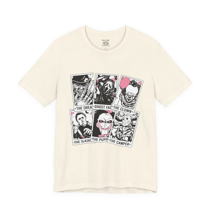 Horror Vibes Graphic Tee, Unisex Short Sleeve Shirt, Perfect for Halloween, Movie Night, Gift for Horror Fans, Casual Wear