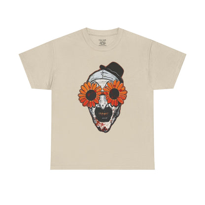 Terrifier Skull Tee with Floral Glasses, Unisex Cotton Shirt, Trendy Graphic T-Shirt, Quirky Casual Wear, Unique Gift for Him or Her