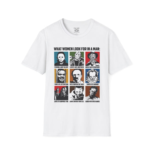 What Women Look For in a Man T-Shirt, Graphic Tee for Women, Gift for Her, Funny Quote Shirt, Unisex Casual Wear, Perfect for Birthdays