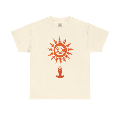 Sunshine Spirit Unisex Heavy Cotton Tee | Relaxed Fit, Bohemian Style, Yoga Shirt, Casual Wear, Gift for Nature Lovers