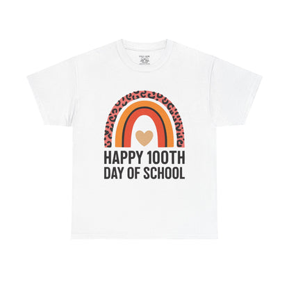 Colorful Rainbow 100th Day of School T-Shirt, School Spirit Tee, Teacher Gift, Milestone Celebration Shirt, Kids Unisex Cotton Tee