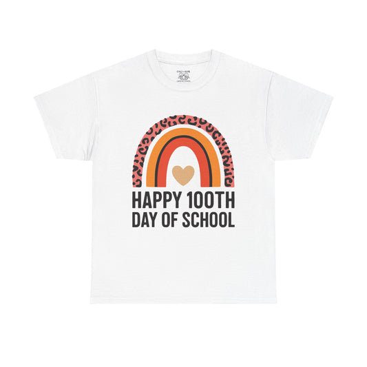 Colorful Rainbow 100th Day of School T-Shirt, School Spirit Tee, Teacher Gift, Milestone Celebration Shirt, Kids Unisex Cotton Tee
