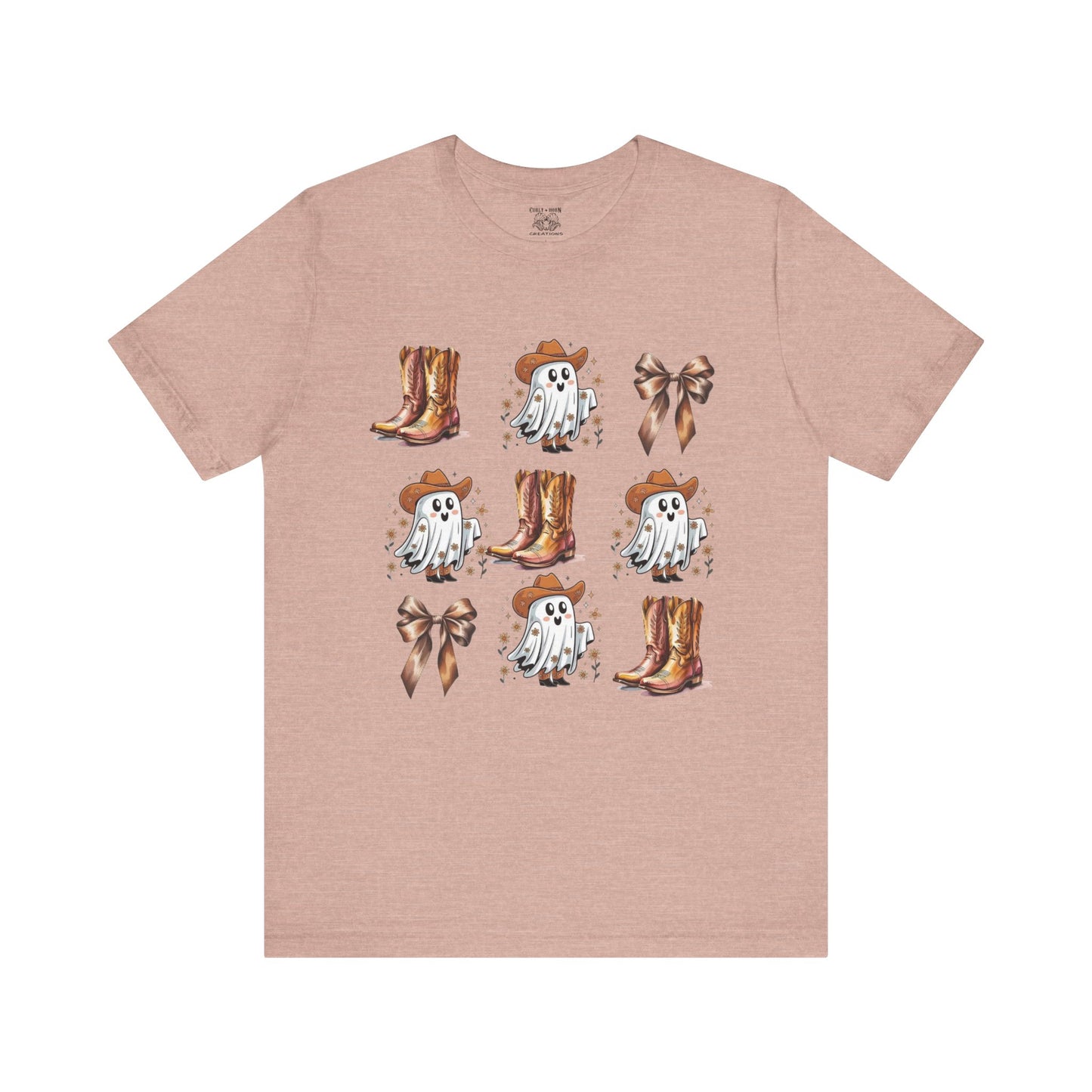 Ghostly Cowboy Tee, Fun Unisex Tee, Halloween Shirt, Country Style Tee, Ghosts and Boots Design, Casual Wear