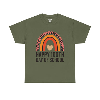 Colorful Rainbow 100th Day of School T-Shirt, School Spirit Tee, Teacher Gift, Milestone Celebration Shirt, Kids Unisex Cotton Tee