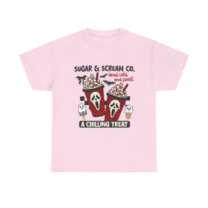Sugar & Scream Co. Unisex Tee - A Chilling Treat, Halloween T-Shirt, Cute Cafe Shirt, Ghostly Graphic Tee, Sweet Treats Apparel