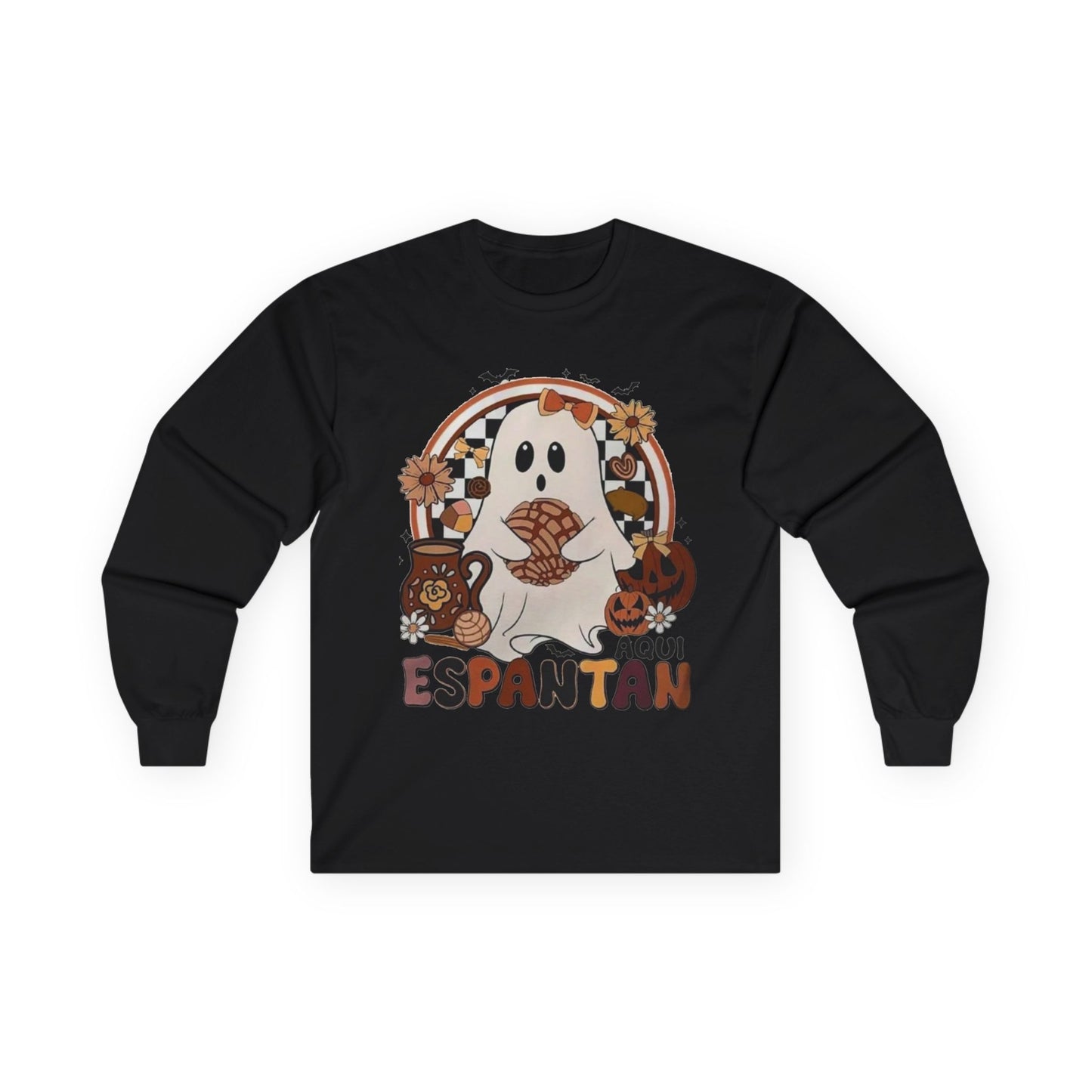 Ghostly Halloween Long Sleeve Tee | Unisex Fall Shirt, Spooky Costume Top, Pumpkin Patch Apparel, Halloween Gift, Cozy Autumn Wear