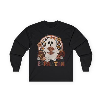 Ghostly Halloween Long Sleeve Tee | Unisex Fall Shirt, Spooky Costume Top, Pumpkin Patch Apparel, Halloween Gift, Cozy Autumn Wear