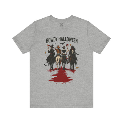 Howdy Halloween Unisex Tee, Spooky Graphic T-Shirt, Fall Festival Shirt, Halloween Costume Top, Casual Fall Wear
