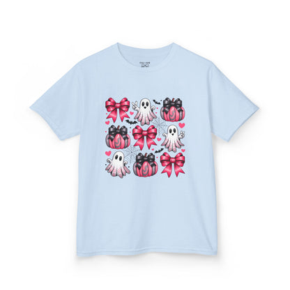 Cute Ghosts & Bows Kids Tee, Halloween Shirt, Gift for Kids, Spooky Season Apparel, Fun Ghost T-Shirt