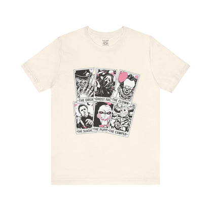 Horror Vibes Graphic Tee, Unisex Short Sleeve Shirt, Perfect for Halloween, Movie Night, Gift for Horror Fans, Casual Wear