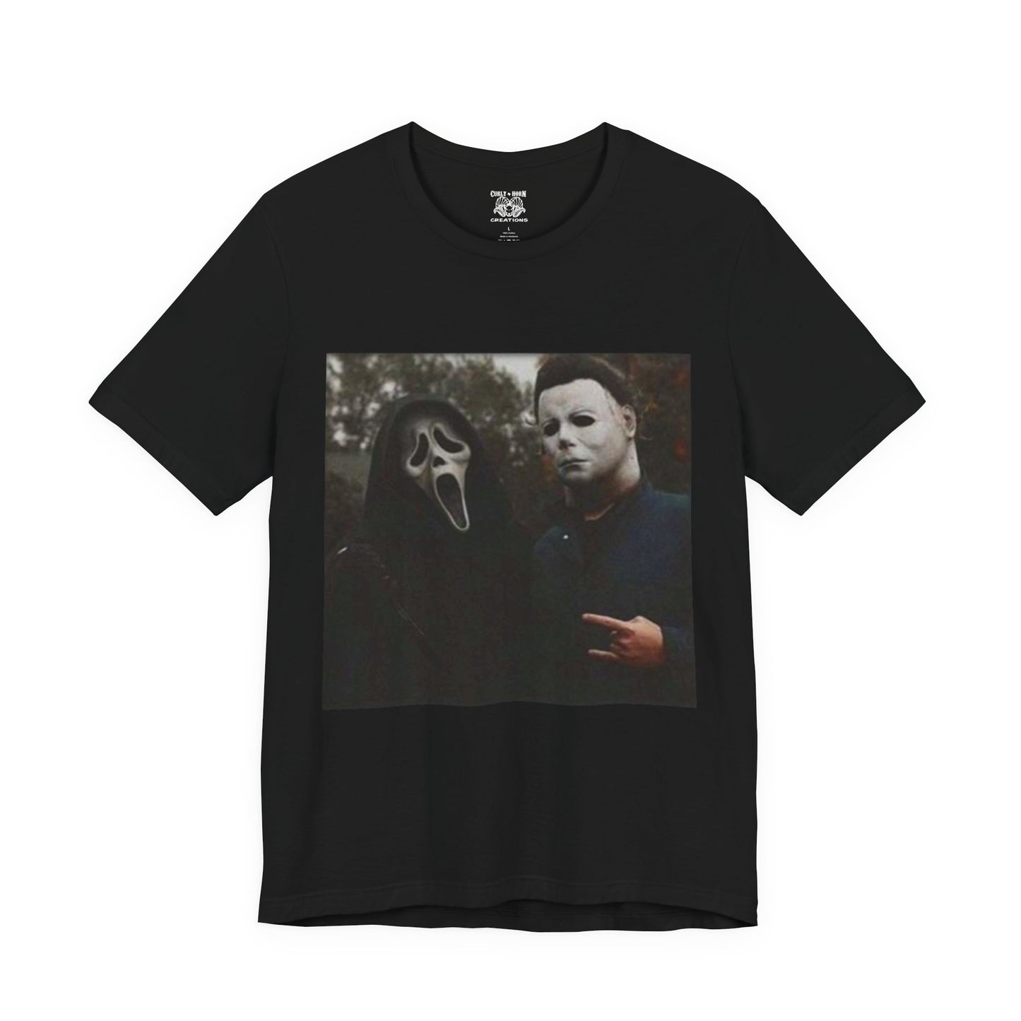 Horror Movie Graphic Tee, Unisex Jersey Short Sleeve Tee, Halloween Costume Shirt, Scary Movie Fan Apparel, Spooky Themed Tee