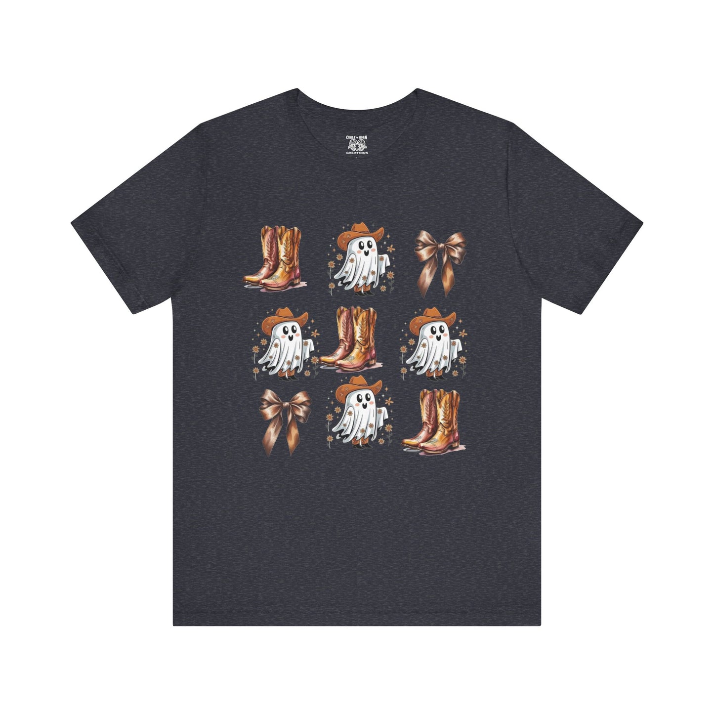 Ghostly Cowboy Tee, Fun Unisex Tee, Halloween Shirt, Country Style Tee, Ghosts and Boots Design, Casual Wear