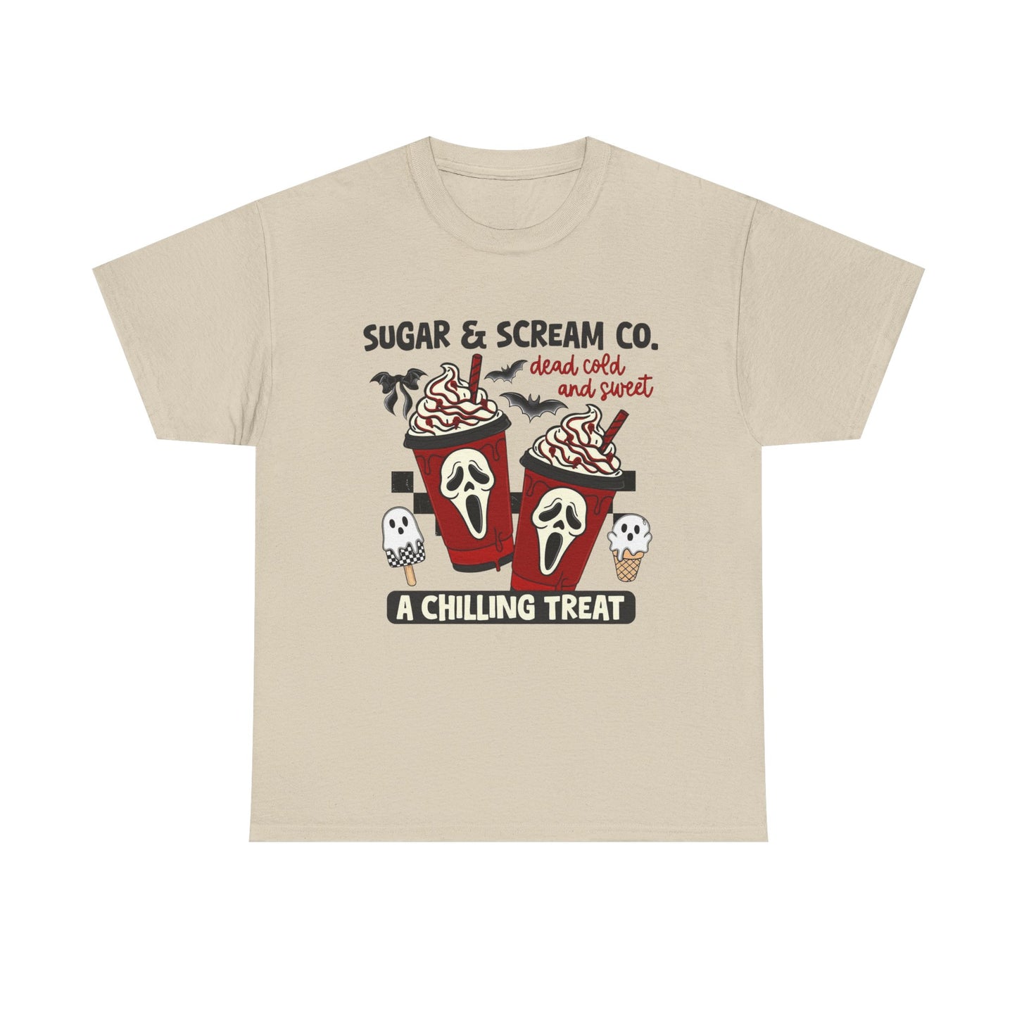 Sugar & Scream Co. Unisex Tee - A Chilling Treat, Halloween T-Shirt, Cute Cafe Shirt, Ghostly Graphic Tee, Sweet Treats Apparel