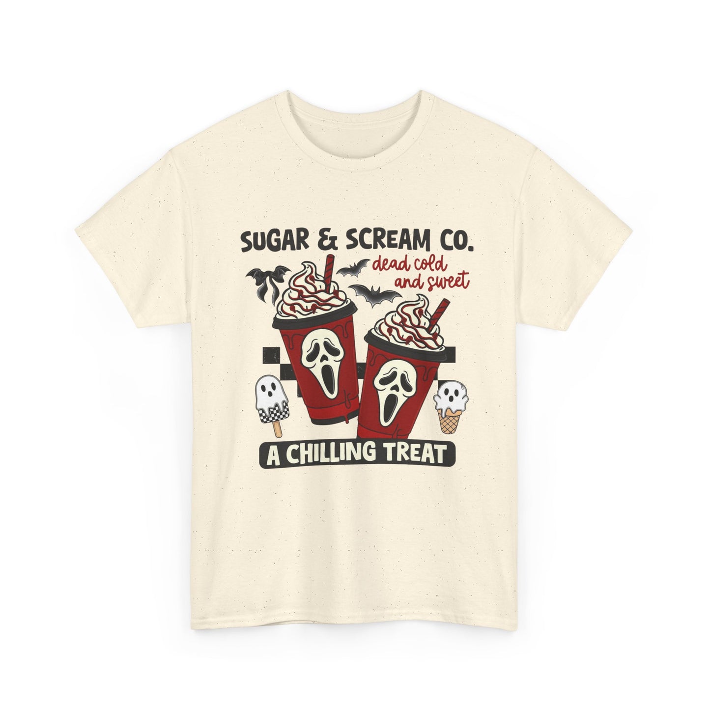 Sugar & Scream Co. Unisex Tee - A Chilling Treat, Halloween T-Shirt, Cute Cafe Shirt, Ghostly Graphic Tee, Sweet Treats Apparel