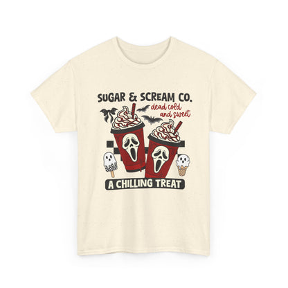 Sugar & Scream Co. Unisex Tee - A Chilling Treat, Halloween T-Shirt, Cute Cafe Shirt, Ghostly Graphic Tee, Sweet Treats Apparel