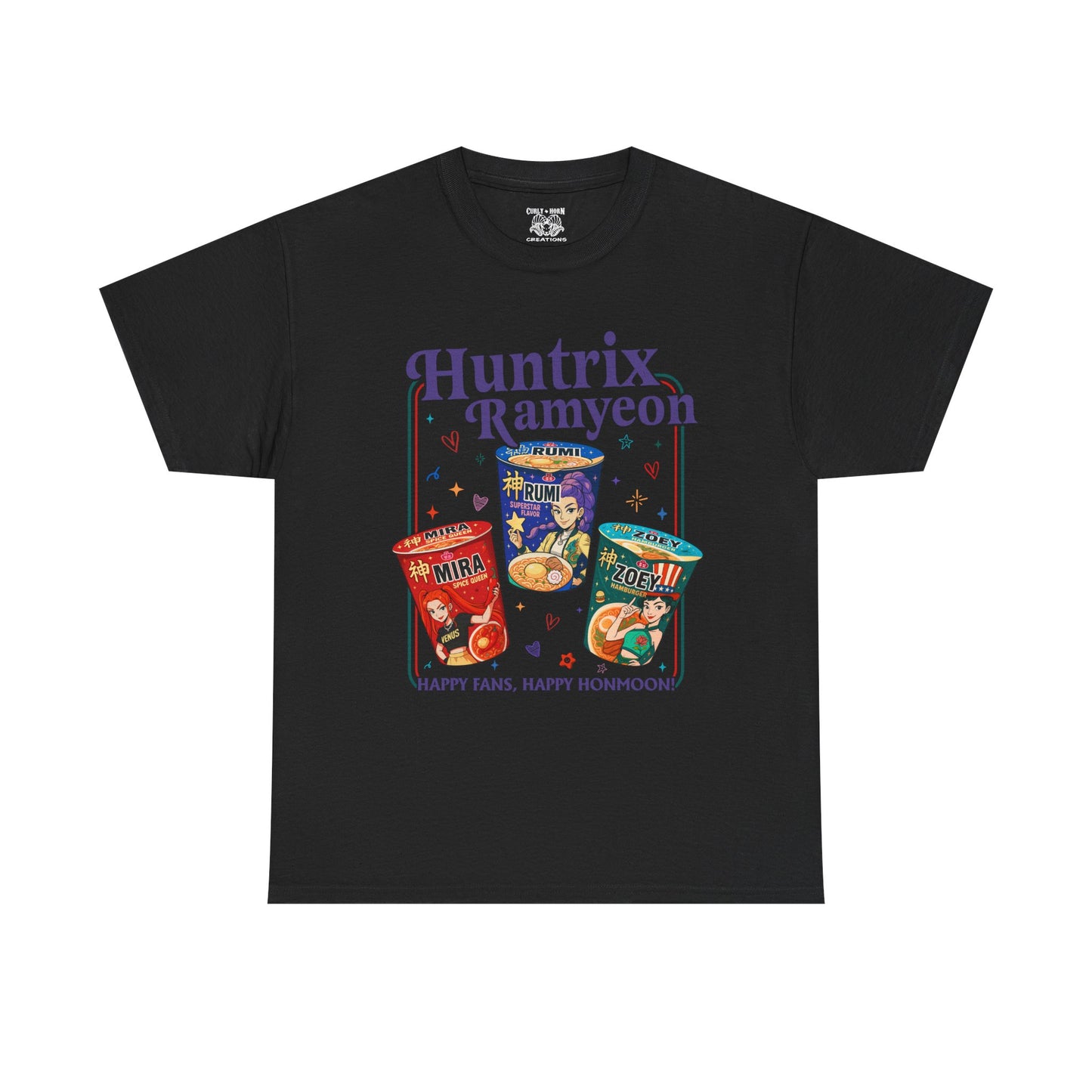 Huntrix Demon Hunter Unisex Heavy Cotton Tee, Fun Casual Wear, Perfect for Food Lovers, Gift for Friends, Anime Lovers Tee