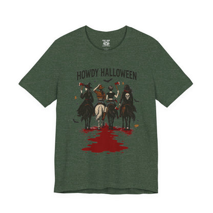 Howdy Halloween Unisex Tee, Spooky Graphic T-Shirt, Fall Festival Shirt, Halloween Costume Top, Casual Fall Wear