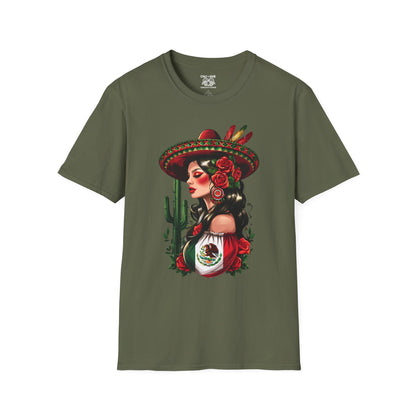 Mexican Woman Design Unisex T-Shirt, Celebrate Mexican Culture, Great for Festivals, Cinco de Mayo, Gift for Her