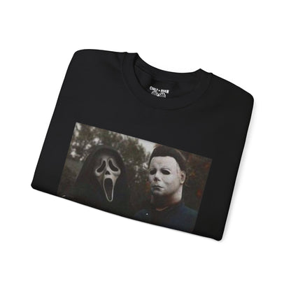 Spooky Horror Movie Sweatshirt, Cozy Fall Apparel, Unisex Crewneck, Halloween Clothing, Movie Night, Scary Vibes, Gift for Horror Fans