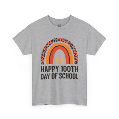 Colorful Rainbow 100th Day of School T-Shirt, School Spirit Tee, Teacher Gift, Milestone Celebration Shirt, Kids Unisex Cotton Tee