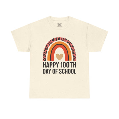 Colorful Rainbow 100th Day of School T-Shirt, School Spirit Tee, Teacher Gift, Milestone Celebration Shirt, Kids Unisex Cotton Tee