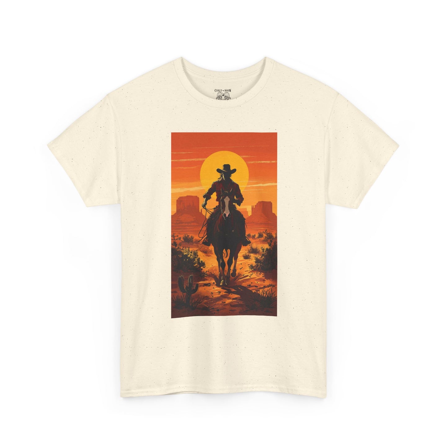 Western Sunset Unisex Heavy Cotton Tee, Cowboy Shirt, Country Music Tee, Gift for Him, Festival Wear, Casual Outfit