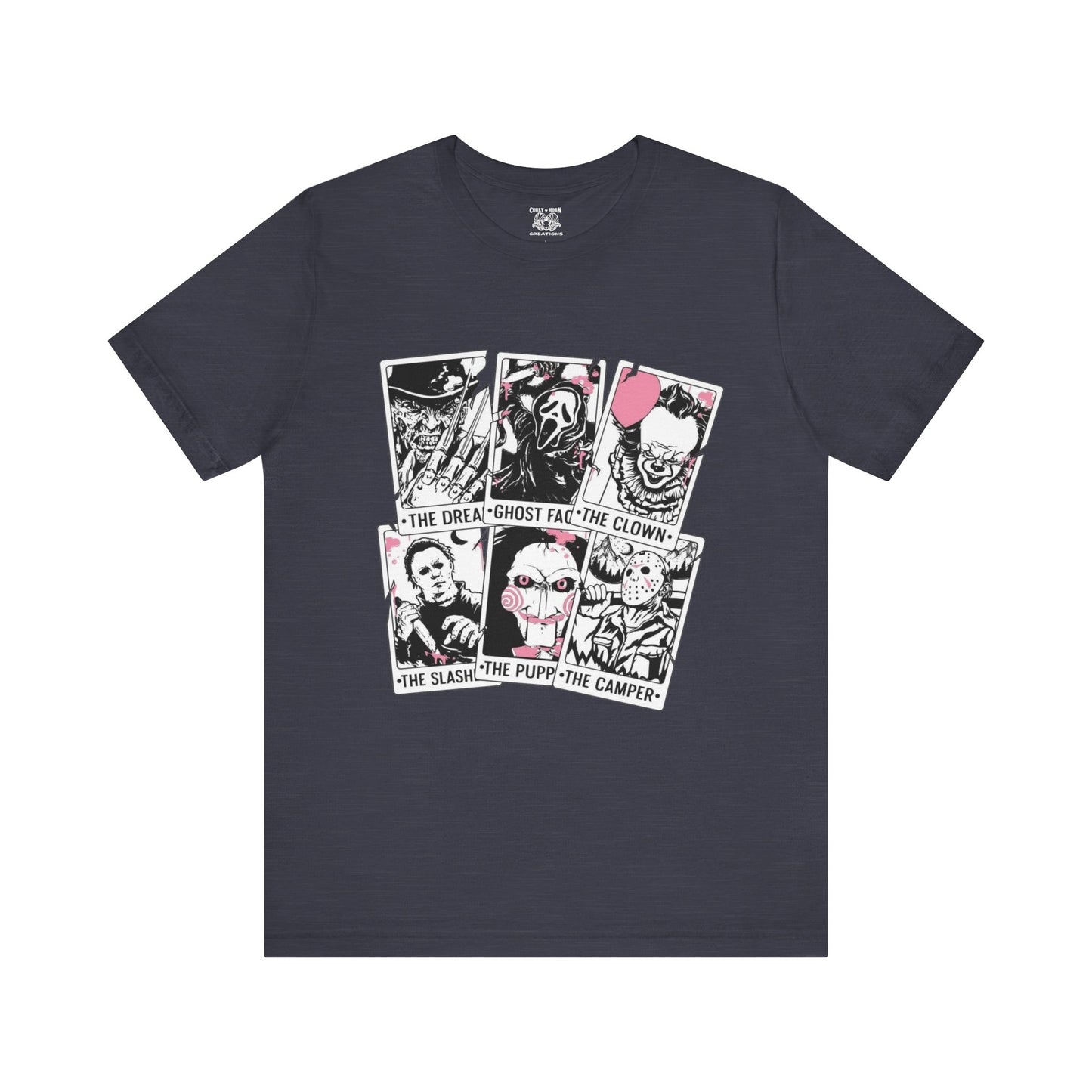 Horror Vibes Graphic Tee, Unisex Short Sleeve Shirt, Perfect for Halloween, Movie Night, Gift for Horror Fans, Casual Wear