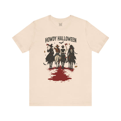 Howdy Halloween Unisex Tee, Spooky Graphic T-Shirt, Fall Festival Shirt, Halloween Costume Top, Casual Fall Wear