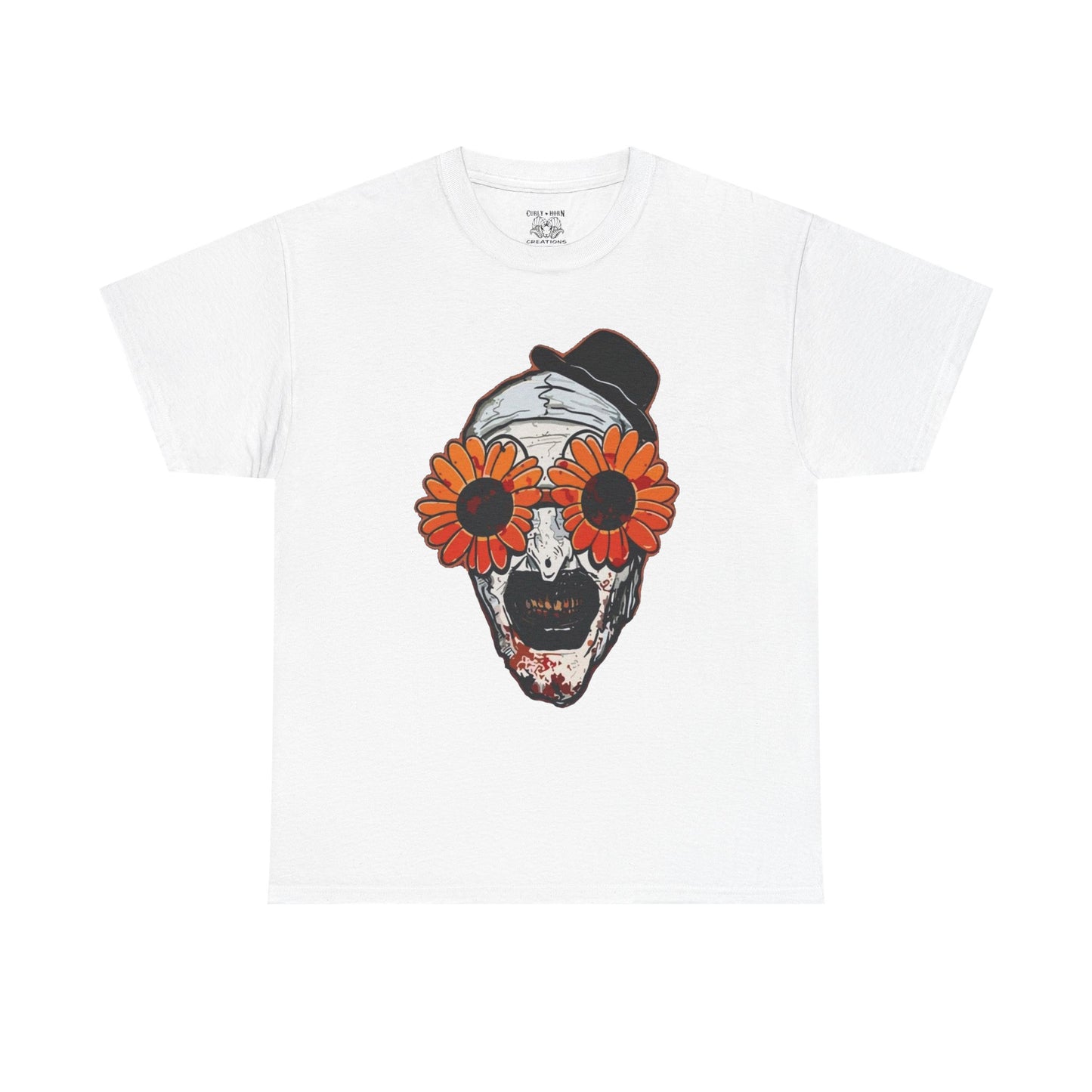 Terrifier Skull Tee with Floral Glasses, Unisex Cotton Shirt, Trendy Graphic T-Shirt, Quirky Casual Wear, Unique Gift for Him or Her