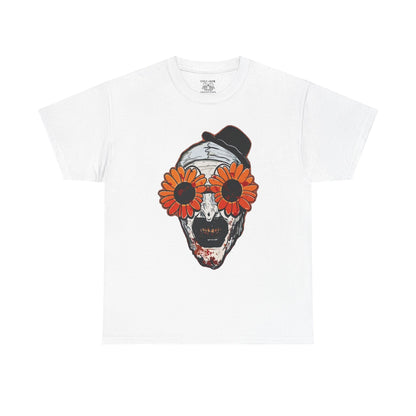 Terrifier Skull Tee with Floral Glasses, Unisex Cotton Shirt, Trendy Graphic T-Shirt, Quirky Casual Wear, Unique Gift for Him or Her