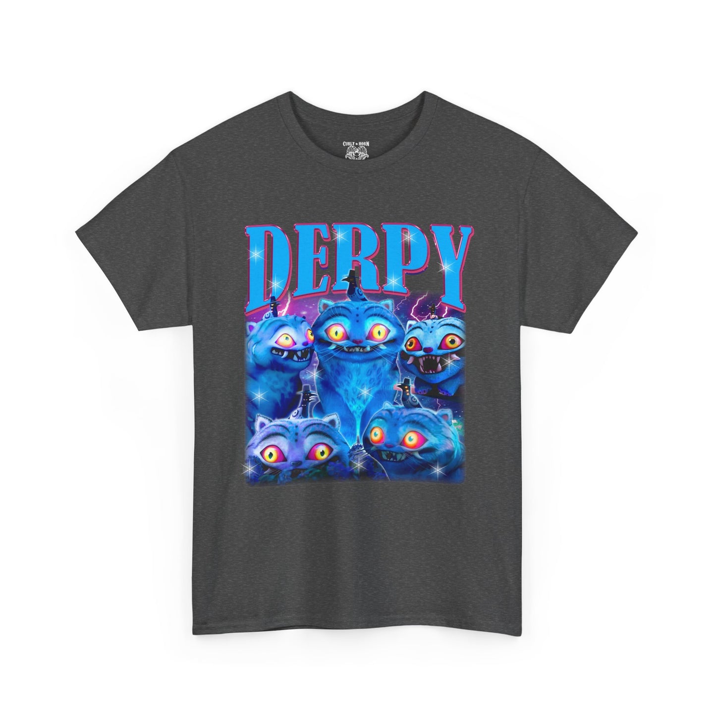 Demon Hunter Derpy Unisex Heavy Cotton Tee - Ideal for Casual Outings, Gift for Animal Lovers, Cartoon Enthusiasts, or Jokes