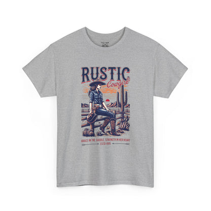 Rustic Cowgirl Unisex Heavy Cotton Tee, Western Style Shirt, Country Vintage Tee, Men's Graphic T-Shirt, Gift for Cowboy Lovers