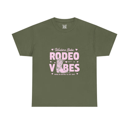 Western Babe Rodeo Vibes Unisex Heavy Cotton Tee, Graphic Tee, Rodeo Apparel, Country Music Shirt, Western Style, Casual Wear