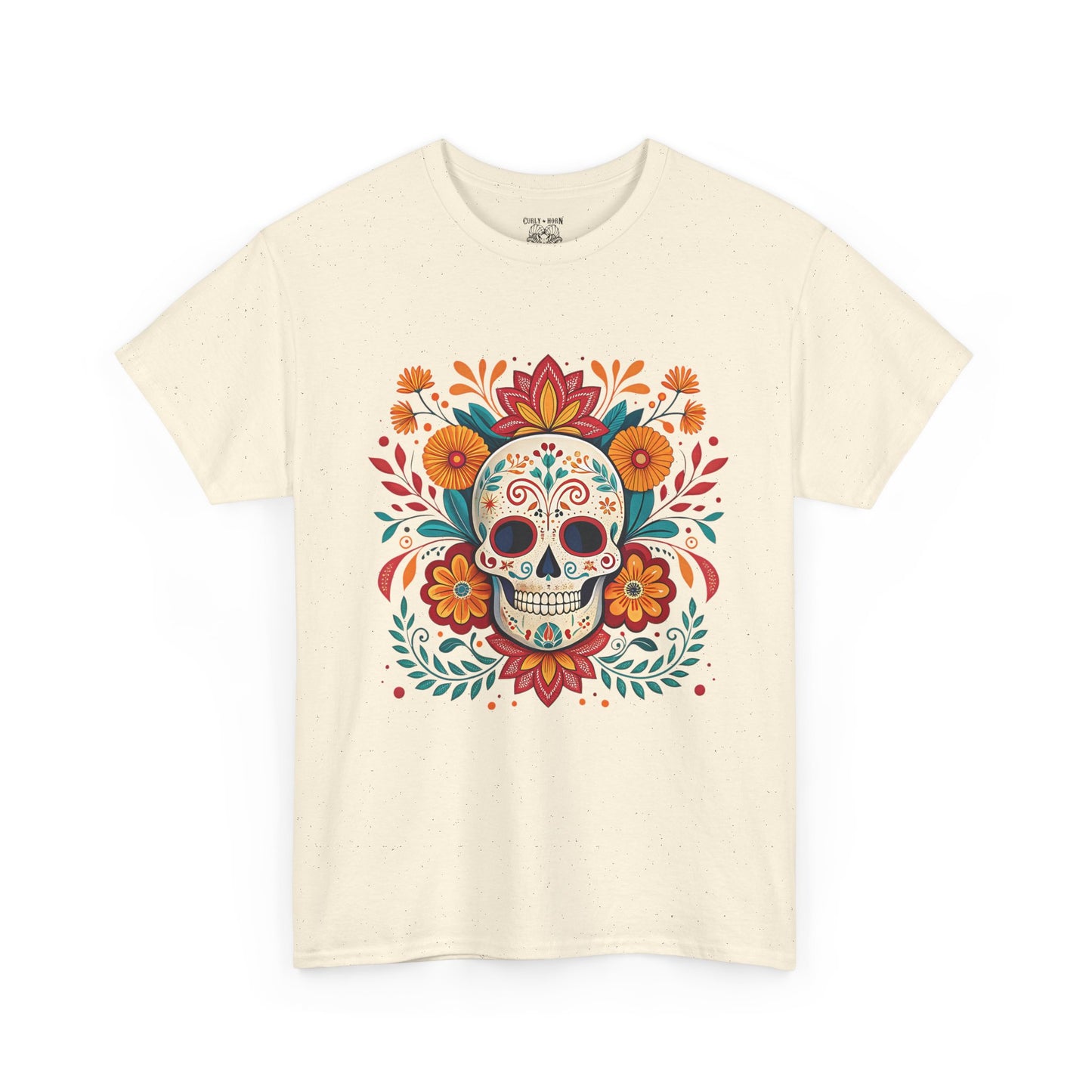 Colorful Skull Floral Tee, Day of the Dead Shirt, Unisex Graphic Tee, Casual Wear, Gift for Halloween, Festival Attire