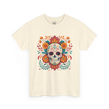 Colorful Skull Floral Tee, Day of the Dead Shirt, Unisex Graphic Tee, Casual Wear, Gift for Halloween, Festival Attire