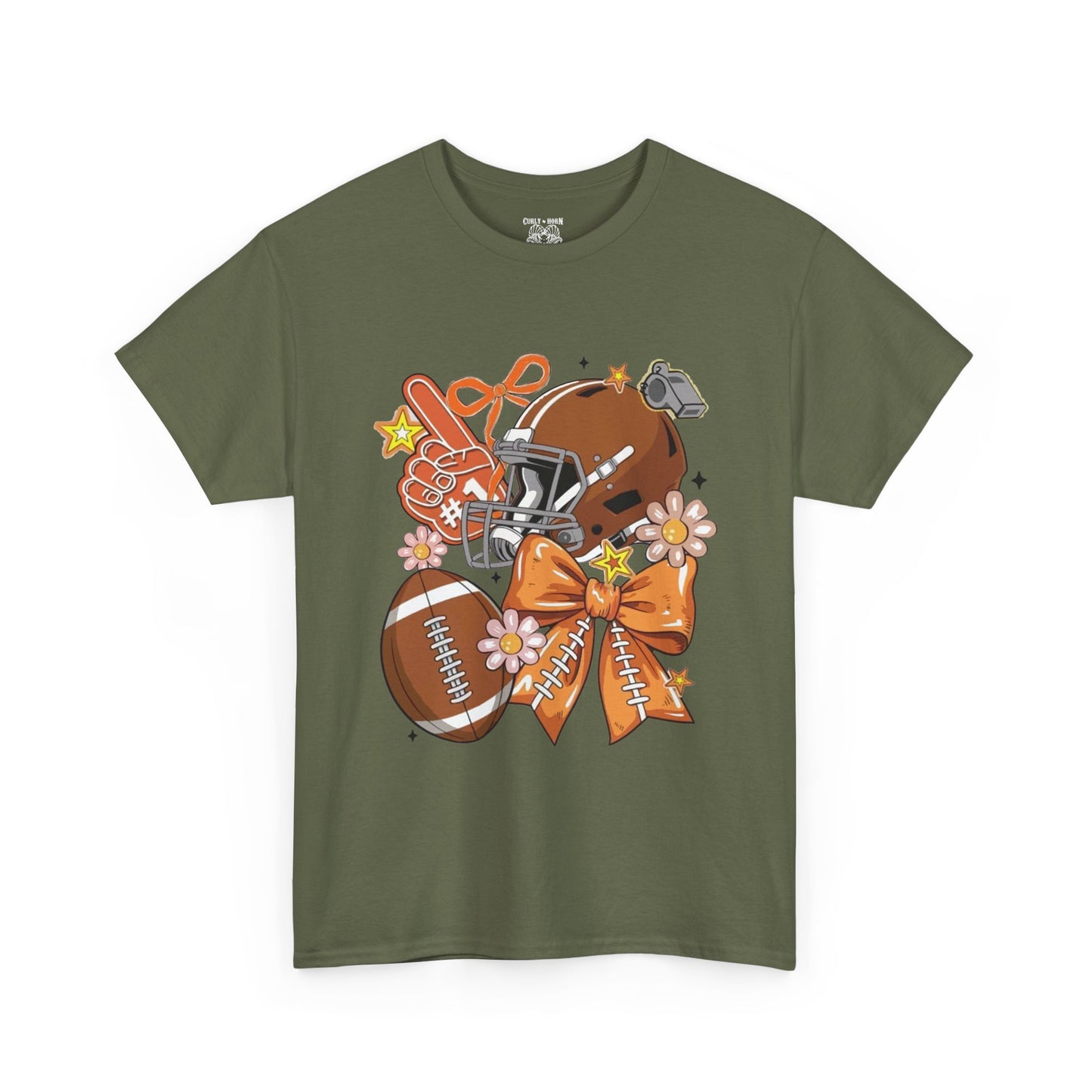 Football Floral Unisex Heavy Cotton Tee, Fall Game Day Shirt, Sports Fan Apparel, Tailgate Outfit, Gift for Her