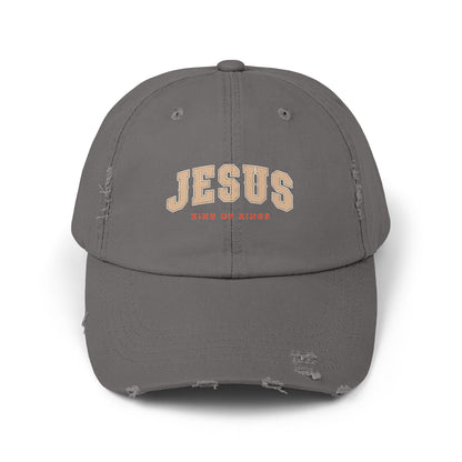 Unisex Distressed Cap - Jesus King of Kings Hat, Vintage Christian Hat, Casual Faith Cap, Inspirational Gift, Everyday Wear