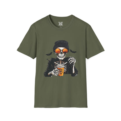 Chill Skeleton Tee - Unisex Softstyle T-Shirt, Halloween Costume, Casual Wear, Trendy Graphic Tee, Unique Gift Idea