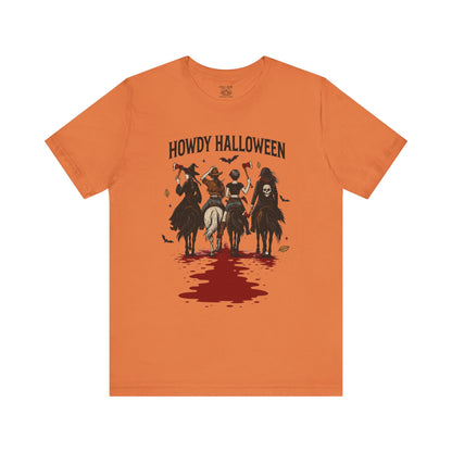 Howdy Halloween Unisex Tee, Spooky Graphic T-Shirt, Fall Festival Shirt, Halloween Costume Top, Casual Fall Wear