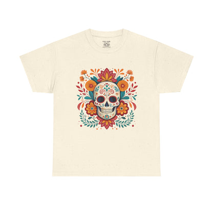 Colorful Skull Floral Tee, Day of the Dead Shirt, Unisex Graphic Tee, Casual Wear, Gift for Halloween, Festival Attire