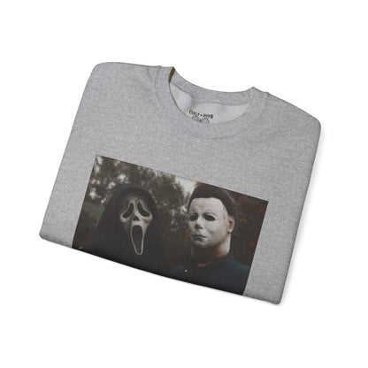 Spooky Horror Movie Sweatshirt, Cozy Fall Apparel, Unisex Crewneck, Halloween Clothing, Movie Night, Scary Vibes, Gift for Horror Fans