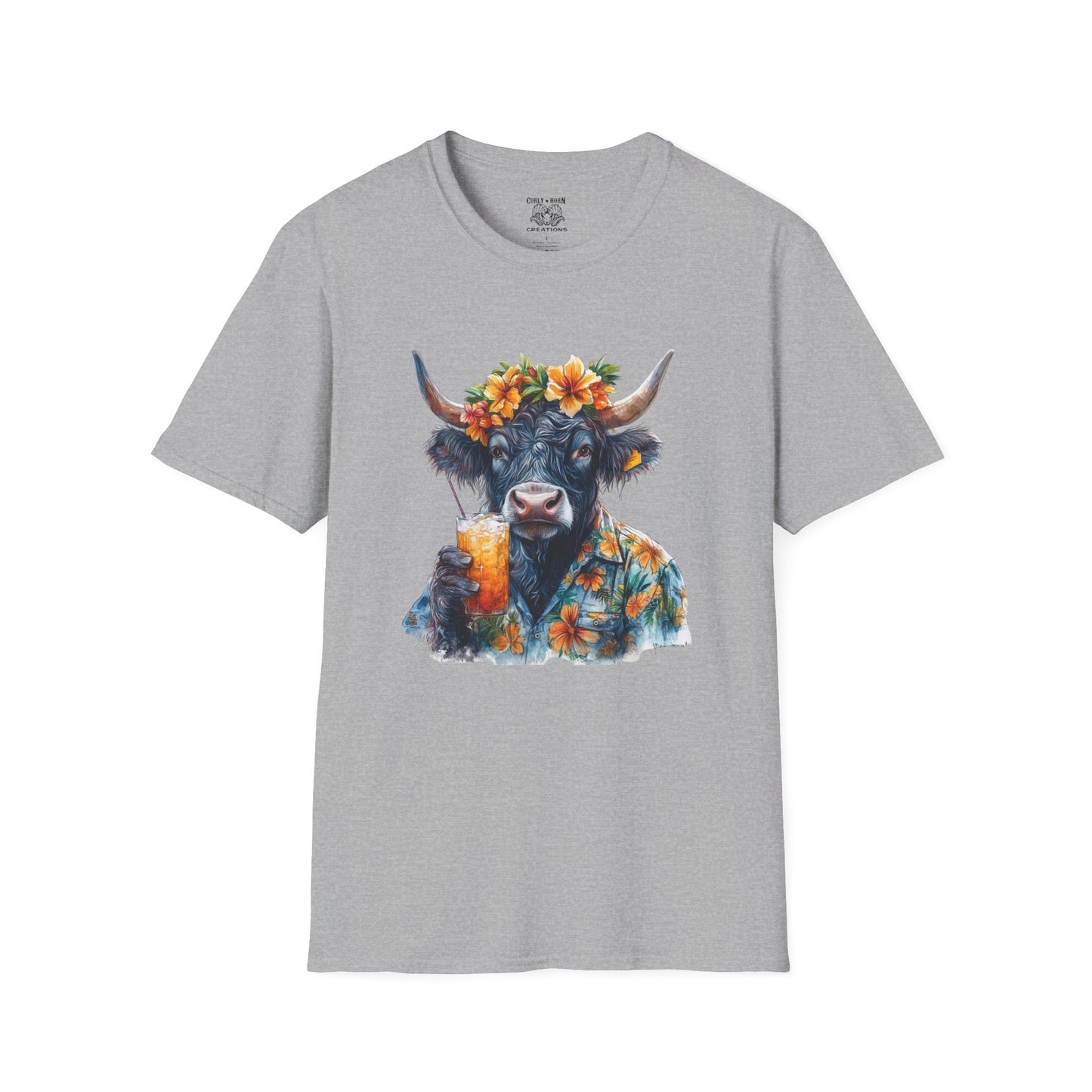 Tropical Cow T-Shirt, Summer Vibe Tee, Fun Graphic Shirt, Unisex Casual Wear, Perfect for Beach Parties, Gift for Cow Lovers