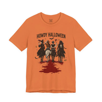 Howdy Halloween Unisex Tee, Spooky Graphic T-Shirt, Fall Festival Shirt, Halloween Costume Top, Casual Fall Wear