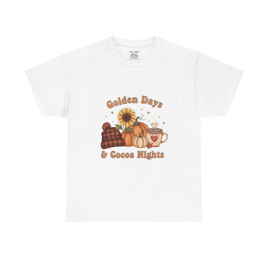Autumn Vibes Tee - Golden Days & Cocoa Nights, Cozy Fall Shirt, Pumpkin Spice Tee, Harvest Celebration Top, Cute Graphic Tee