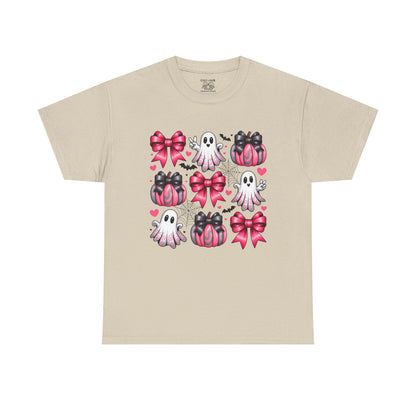 Cute Ghosts & Bows Tee, Halloween Shirt, Unisex Fun Fashion, Gift for Kids and Teens, Spooky Vibes, Holiday Apparel