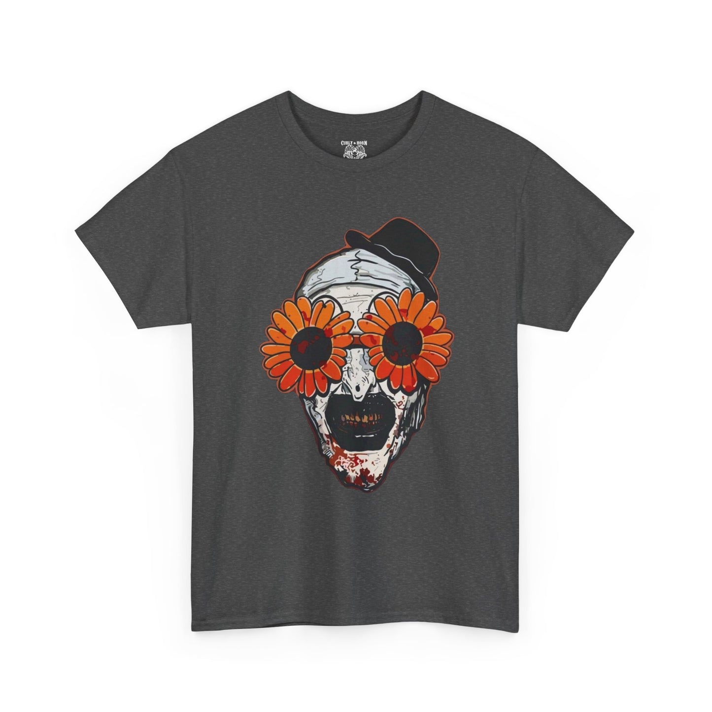 Terrifier Skull Tee with Floral Glasses, Unisex Cotton Shirt, Trendy Graphic T-Shirt, Quirky Casual Wear, Unique Gift for Him or Her