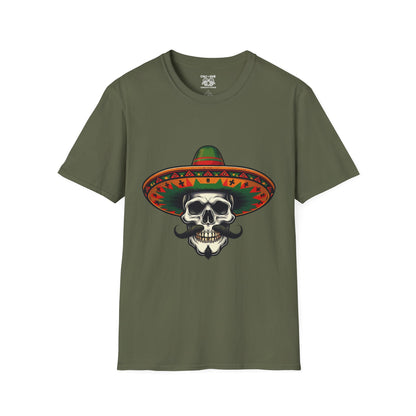 Skull Sombrero T-Shirt | Day of the Dead Gift, Unisex Graphic Tee, Halloween Costume, Music Festival Shirt, Casual Summer Wear