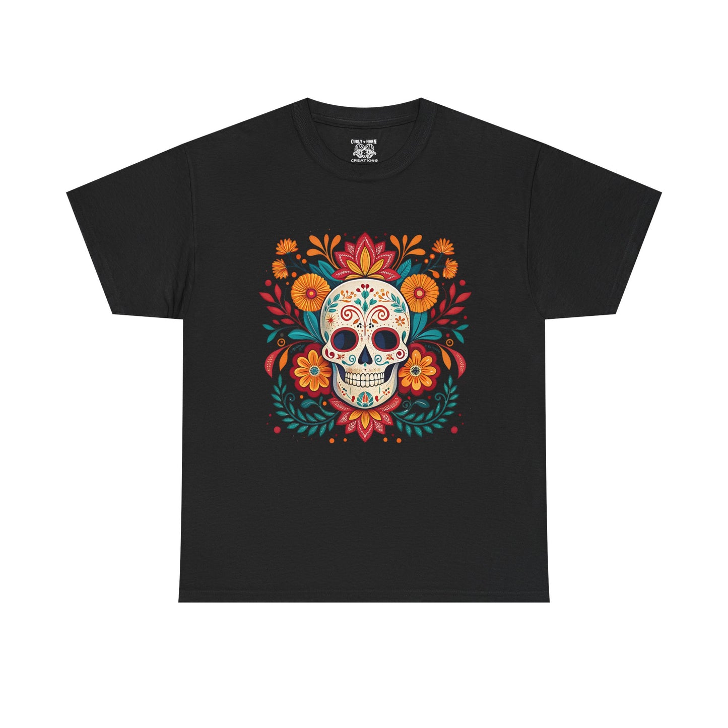 Colorful Skull Floral Tee, Day of the Dead Shirt, Unisex Graphic Tee, Casual Wear, Gift for Halloween, Festival Attire