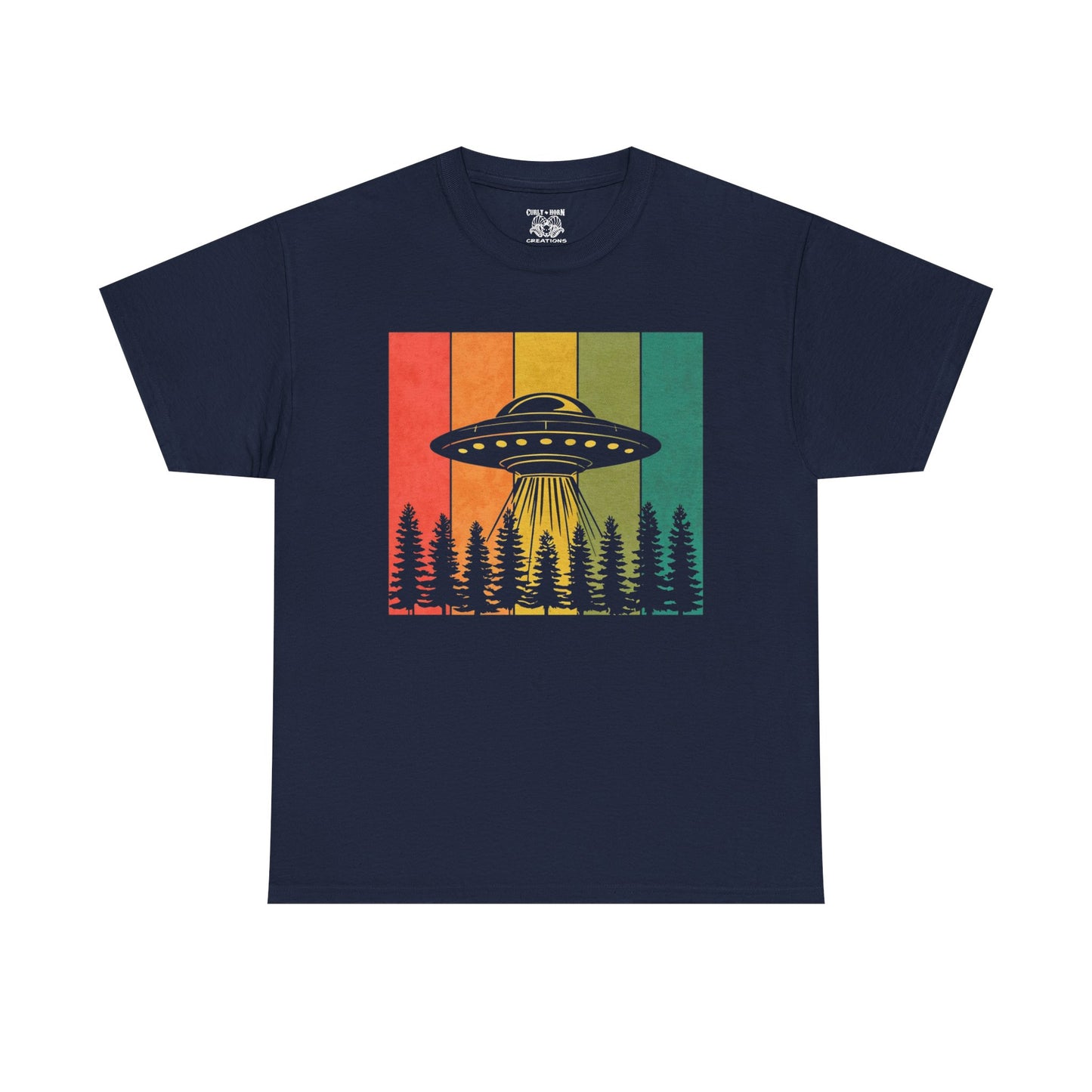 Retro UFO Unisex Heavy Cotton Tee | Vintage Alien Shirt | Unisex Apparel | Outdoor Adventure Tee | Gift for Space Lovers