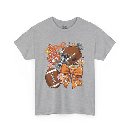 Football Floral Unisex Heavy Cotton Tee, Fall Game Day Shirt, Sports Fan Apparel, Tailgate Outfit, Gift for Her
